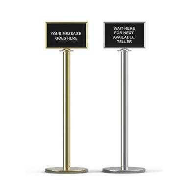 China Horizontal Stainless Steel Mirror A4 Sign Holder With Post Holder for sale