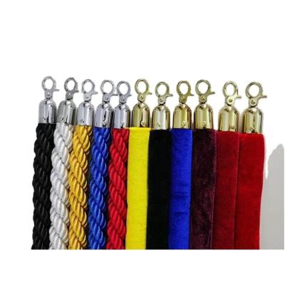 China Any Place Needs Crowd Control 1.5meter Black Rope Queue Barrier Braided Belt Holder for sale