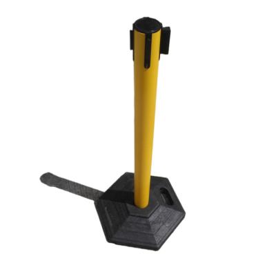 China Any Place Need Black Rubber Base Crowd Control Yellow Plastic Queue Barrier for sale