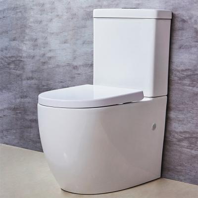 China Dual-Flush HILITE Custom Watermark Dual Flush Floor Mounted Round Shape Toilets Luxury Bathroom Ceramic Washdown Two Piece Toilet Wc for sale