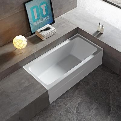 China Embedded HILITE Fashion Design Hotel Bathroom Corner Rectangle Bathtub White Acrylic Drop In Whirlpool Bathtub for sale