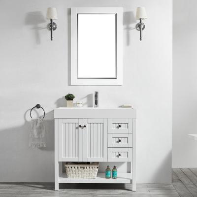 China Modern HILITE  Good Quality Grey Lacquer Painting Two Doors Bathroom Sink And Cabinet Combo Waterproof Bathroom Cabinets And Vanities for sale