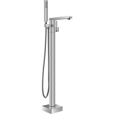 China Thermostatic Faucets HILITE High Quality Modern Fashion Brass Chrome Bathroom Shower Faucet Floor Standing Bathtub Shower Faucet for sale