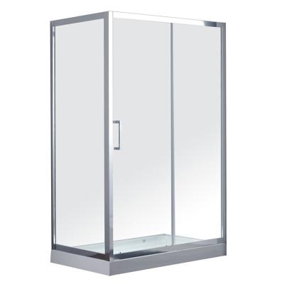 China Modern HILITE Modern Home Bathroom Stainless Steel Handle Rectangle Acrylic Base Sliding Door Shower Rooms Glass Door for sale