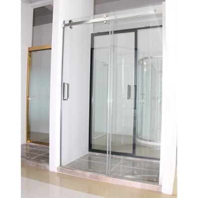 China Modern HILITE Customized Acrylic Base Safety Tempered Glass Sliding Door Bathroom Luxury Glass Door Shower Rooms for sale