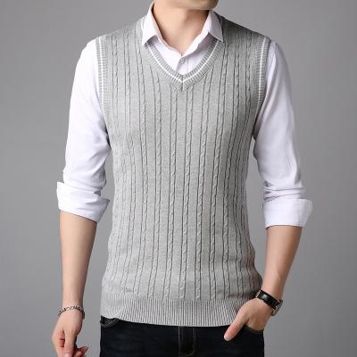 China Sleeveless Sweater Tank Tops Mens Spring Autumn Knitted Jumpers Vest For Men Fashion V-Neck Casual Wear Basic Vest for sale