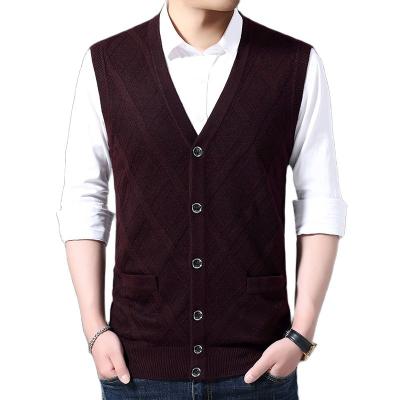 China 6% Wool Viable Fashion Sleeveless Sweater For Men's Slim Fit Knitwear Autumn Vest Casual Clothing Male Warm V-Neck Pullovers Cardigan for sale