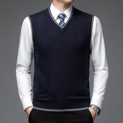 China Autum New Fashion Brand Solid 6% Wool Sweater Sweater Viable V-Neck Knit Vest Mens Fashionable Sleeveless Casual Good Quality Clothing for sale