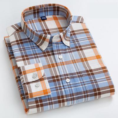 China Fashion Viable Cotton Color 100% Pure Longsleeve Shirt For Men Care Oxford Pocket Plaid Shirt Easy Take Oversized Button Up Shirt for sale