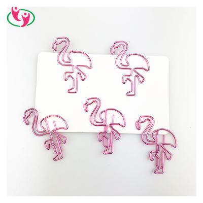 China Fashion Promotion Gift Eco-friendly Custom Cute Flamingo Shaped Metal Paper Clip for sale