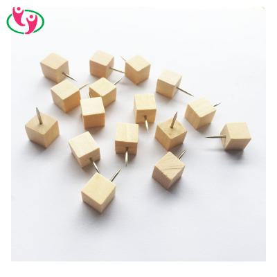 China Desktop Quality Blinding Cube Shape Wooden Card Push Pin for sale