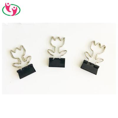 China Beautiful Potted Office Plant Flower Shaped Binder Clip for sale