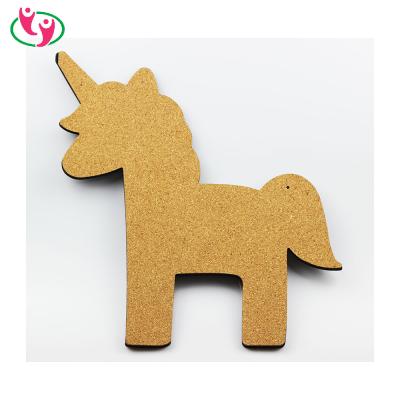 China Custom Unicorn Shaped Double Sided Cork Desktop Bulletin Boards with 9mm EAV Back for sale