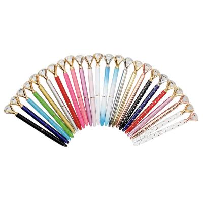 China office & Pen Creative Custom Logo Multi Color Diamond Crystal Top Twist Metal Ball Point Pen Available School Large for sale