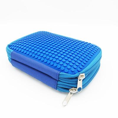 China Schools & Offices Customized Printed Two Layers Zipper Silicone Canvas Pixel Pencil Case Holder Pen Bag Pouch Box Organizer for sale