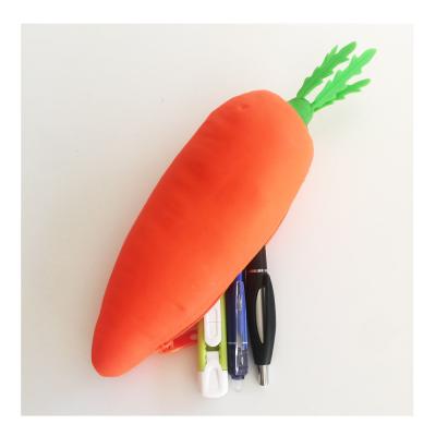 China Carrot Shape Silicone Eco-Friendly Fancy Pencil Case for sale