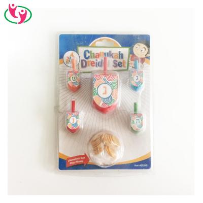 China Children Play Toys Classic Top Spinning Wooden Spinning Dreidel Top Set for sale