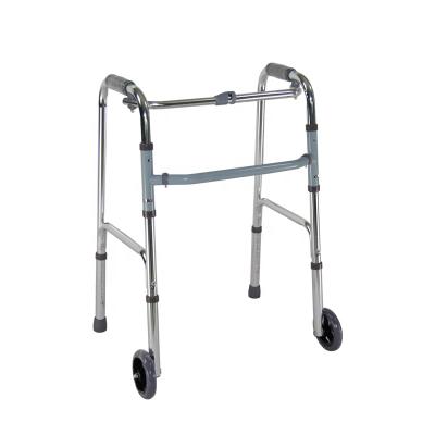 China Aluminum Adult Height Adjustable Walkers Folding Aluminum Walker With Front Wheels For Elderly Standing Walker for sale