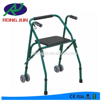 China Foldable High Quality Foldable Aluminum Walker with Seat Wheehls for Elderly Handicapped for sale