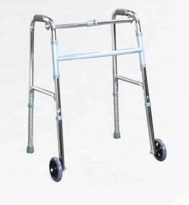 China Support Elderly Outdoor Walking Walker Disabled Walker Two Button Folding Walker for sale