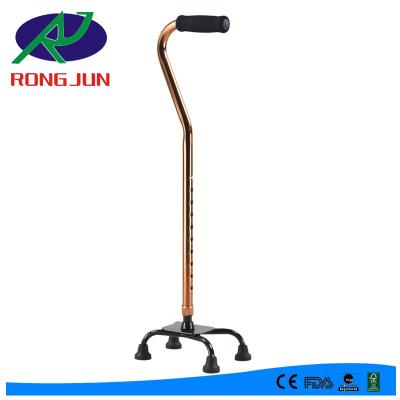 China Walking Aid Iron Dusting Bronze Walking Stick With 4 Legs For Elder People for sale