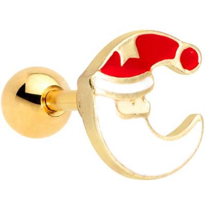 China FASHIONABLE Wholesale Gold 316L Surgical Santa Claus Christmas Cartilage Tragus Earring Piercing for sale