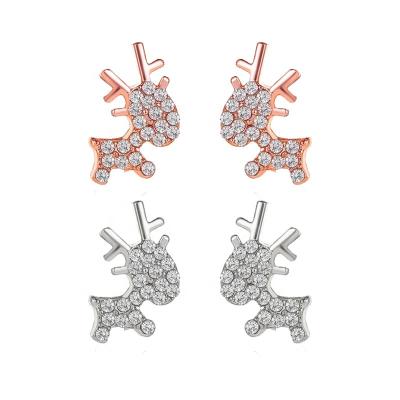 China FASHIONABLE Elks Crystal Gift Plugs Earrings Wholesale 316L Steel Christmas Tunnels For Women Jewelry for sale