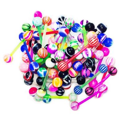 China FASHIONABLE Tongue Barbells Nipple Rings 14G Mix Ball 20pcs Acrylic Steel Flexible Piercing Jewelry for sale