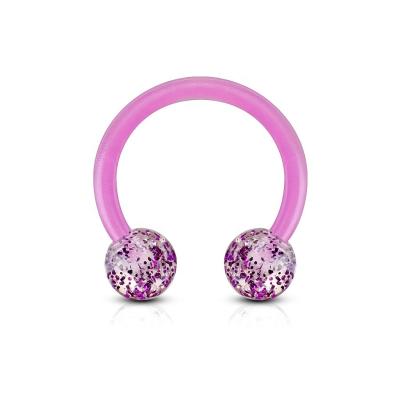 China FASHIONABLE Bioflex Acrylic Plastic Horseshoe Barbell With Balls UV Captive Glitter Body Piercing Jewelry for sale