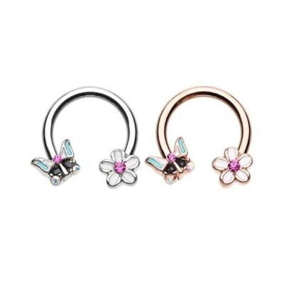 China FASHIONABLE Horseshoe Ring Round Barbell Butterfly Flower Diaphragm Piercing Jewelry for sale