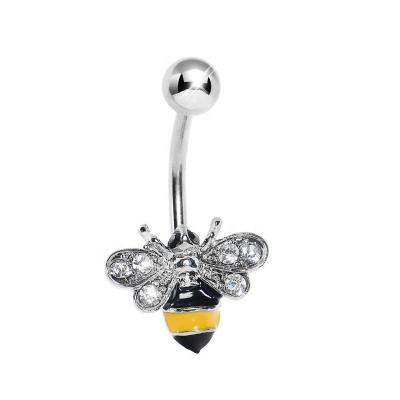 China FASHION Surgical Steel Button Ring Body Jewelry from Wholesale 316L Crystal Gem Enamel Bee Navel Belly for sale