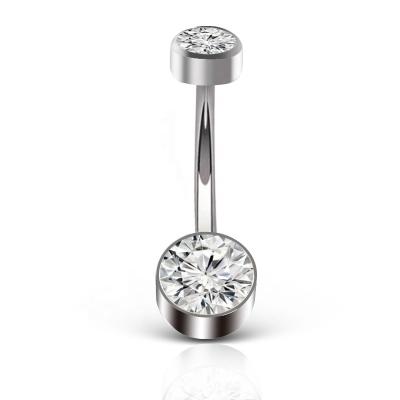 China FASHIONABLE Surgical Steel Clear Belly Button Ring With Zircon Belly Rings Boby Jewelry from Round Wholesale 316L CZ for sale