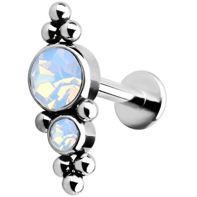 China FASHIONABLE 316L Stainless Steel Opal Stone CZ 16G Labret Helix Cartilage Earring Stud Body Piercing Piercing for sale