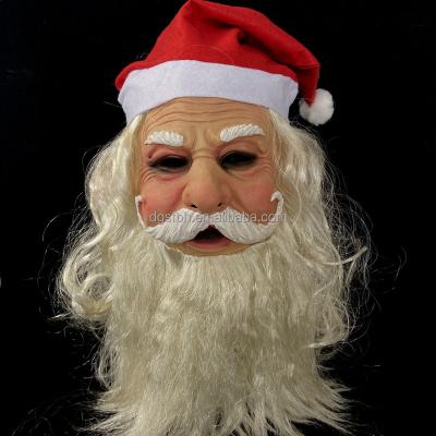 China 100% Realistic Santa Father Costume Latex Mask Full Head Latex Christmas Party Santa Claus Mask for sale