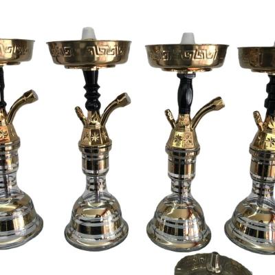 China Aluminum Alloy Zinc Alloy And Acrylic Brass Shisha Hookah With Hose Tong Led Light Glass Ashtray Bowl for sale