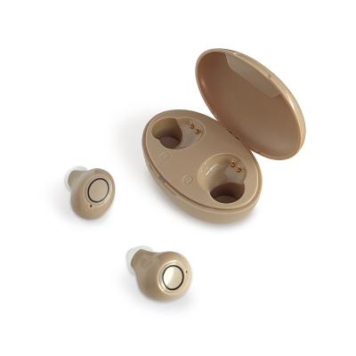 China Hot Selling Porcelain Plastic Digital Rechargeable Blue Tooth Wireless Dark Brown Hearing Aids for sale