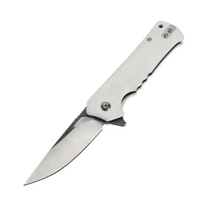 China Non-Variable Handle Folding White Men's G10 Fiber Blade Stainless Steel Cool Pocket Knife With Pocketclip Coating Lock For Increased Camping for sale