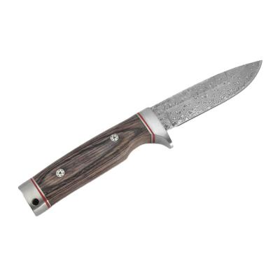 China Wooden Handle Non-variable Handmade Damascus Blade Camping Survival Colorful Steel Outdoor Hunting Knife for sale