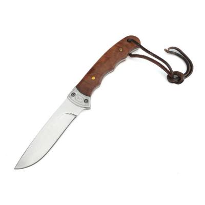 China Wood Non-variable Premium Fixed Handle Shade Stainless Steel Blade Camping Tactical Knife With Leather Rope for sale