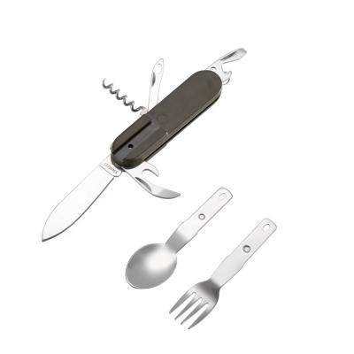 China Foldable And Detachable Stainless Steel Cutlery Set Foldable And Detachable Stainless Steel Travel Camping Cutlery Kit Knife Fork Spoon Opener Tableware Set for sale