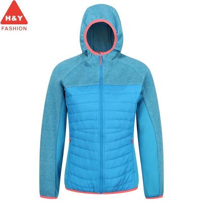 China Customer Request Breathable Sky Blue Knitted Hybrid Jacket For Women for sale