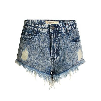 China High quality custom made women's ripped jeans QUICK DRY loose rivet short women's shorts for sale