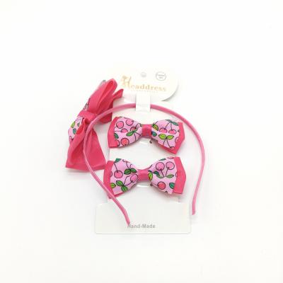 China New Style Cloth Headband Bows Hair Clips Cute Girls Hair Set Lovely Sweet Fruit Print Bow Headbands for sale