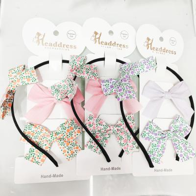 China Popular Girls Hair Accessories Set Popular Hairpins Colorful Cloth Bow Hair Band Cloth Hair Accessories for sale