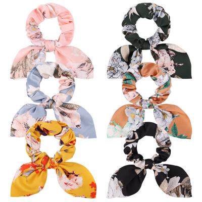 China Popular Printing Flower Bow Hair Accessories Polyester Elastic Headband For Girl for sale