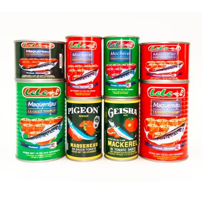 China Canned Food Fish Mackerel Price Pacific Saurels In Tomato Sauce 155gX24tins for sale