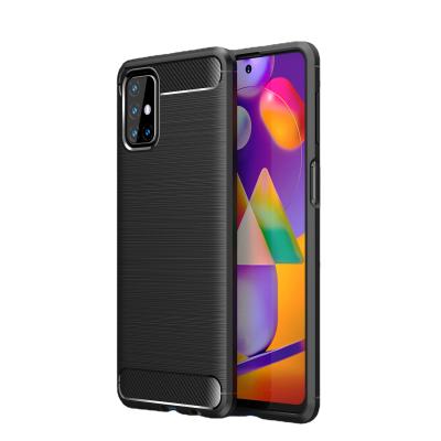 China Hot Selling Simple And Fashion Brushed Carbon Fiber TPU Case Protective Phone Cover For Samsung galaxy m01 m30s m31 m31s for sale