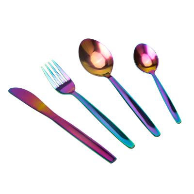 China Reusable Reusable Upscale Western Series Hotel Flatware Hotel Promotion 4PCS Stainless Steel Gold Plated Fork and Spoon Cutlery Set for sale