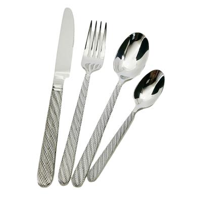 China Viable Bulk Spoons Forks And Knives For Events Silverware 4pcs Thick Stainless Steel Flatware Flatware Set for sale