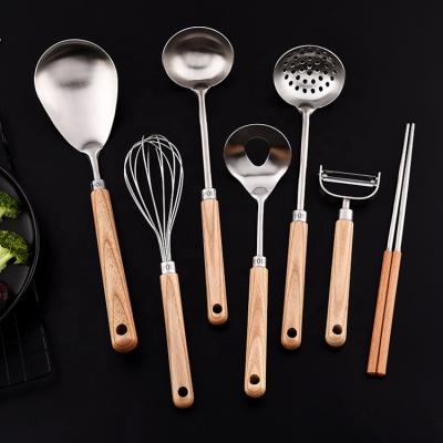 China Viable Baking Wooden Cook Utensil Tools Utensil Instrument Spatula Pocket Handle Kitchen Set for sale